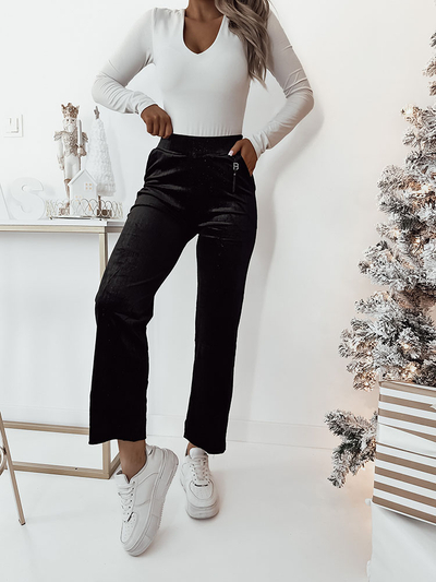 Royalfashion Темно-коричневые брюки из вельветовой ткани для женщин