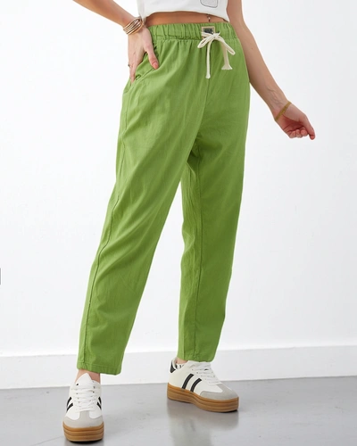 Женские обычные хлопковые брюки Royalfashion с завязками на талии