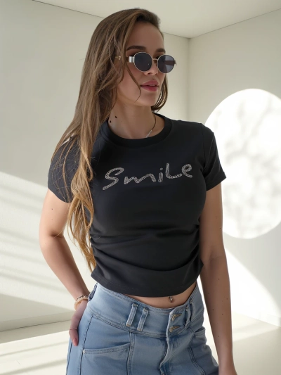Royalfashion Women's cotton blouse with the inscription