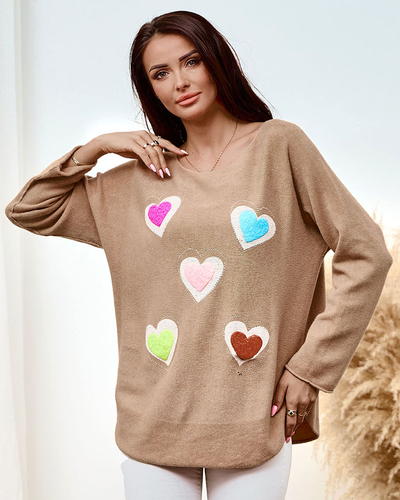 Royalfashion Plāns sieviešu džemperis ar sirsniņām