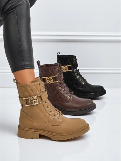 Quilted women's ankle boots made of ecological leather Sable Rose