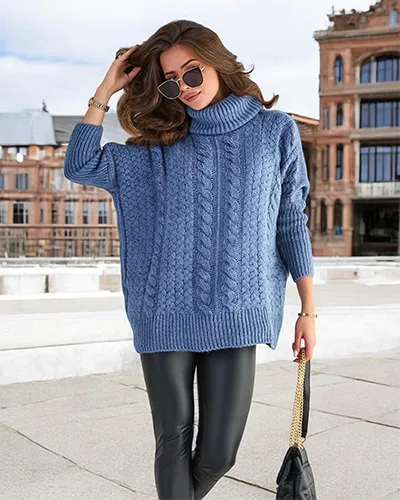 Royalfashion Sieviešu džemperis ar augstu apkakli