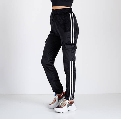 Ladies' black tracksuits with stripes - Clothing
