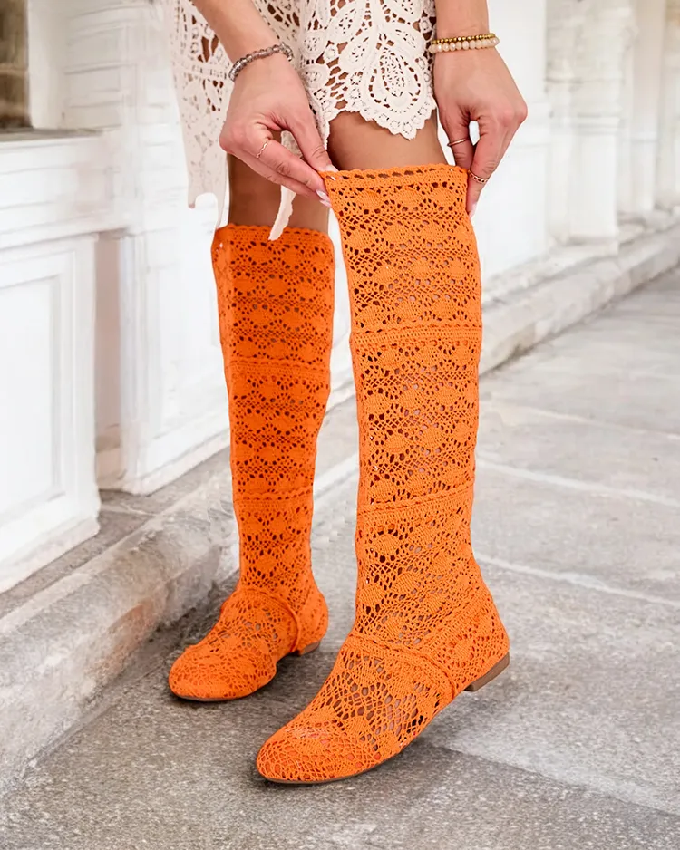 Royalfashion Женские ажурные сапоги до колена Corro