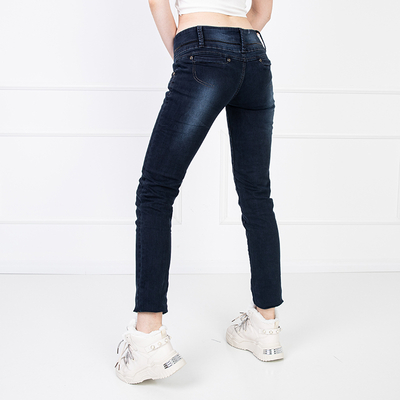 Women's navy blue straight jeans - Clothing