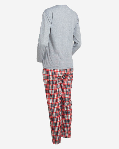 Gray women's 2-piece pajamas with Christmas print- Clothing