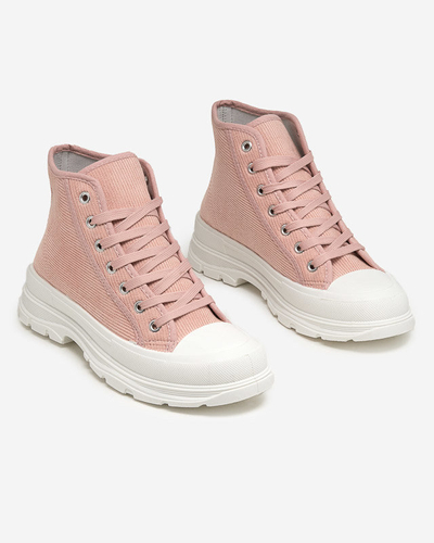Pink women's high ribbed sneakers Somali - Footwear