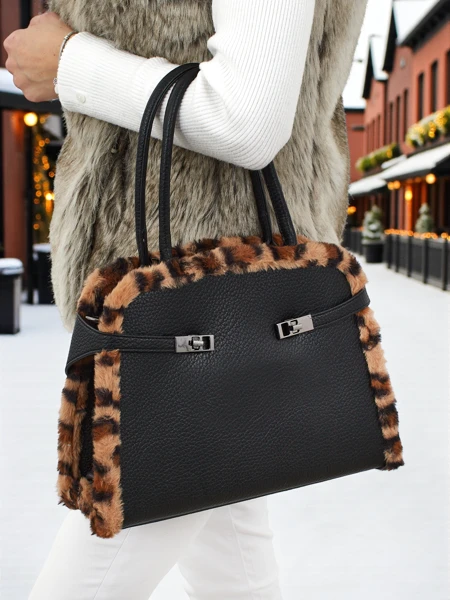 Small Women's Eco-Leather Handbag with Leopard Print Panthory