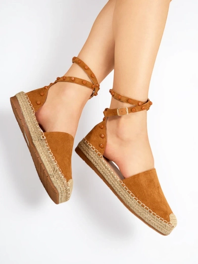 Light brown women's espadrilles with Lonesi jets - Footwear