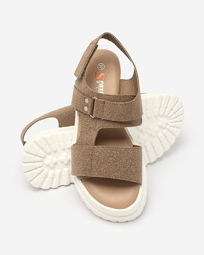 Royalfashion Dark brown women's sandals on a solid sole Rederis