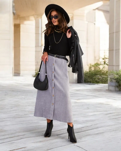 Royalfashion Women's midi skirt with decorative buttons