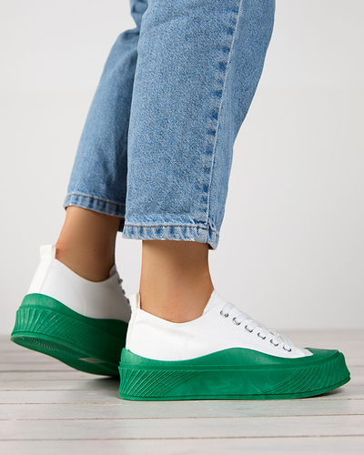 White and green women's sneakers, type Nerikas - Footwear