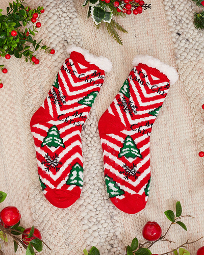 Red women's socks with Christmas pattern - Underwear