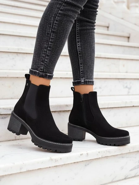 Royalfashion Eco-suede women's ankle boots on a post Segori