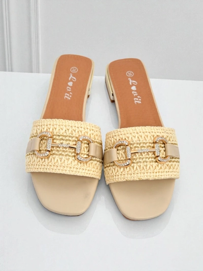 Royalfashion Women's Braided Flip-Flops with Aeterna Embellishment