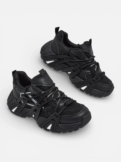 Sneakersy Damskie Athena Czarne Syntetyczne Sportowe na Co Dzień