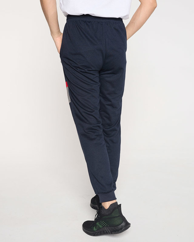 Men's navy blue sweatpants with inscriptions - Clothing