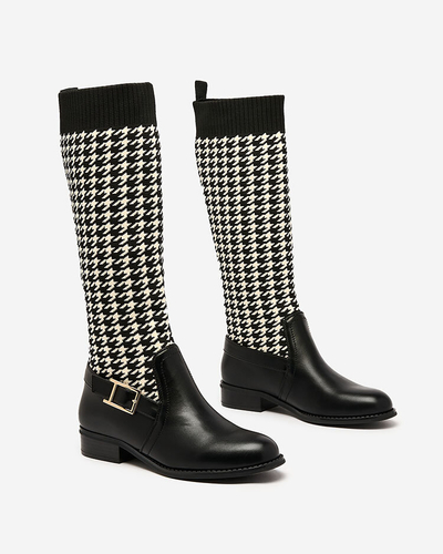 Royalfashion Black women's high boots with pepite pattern Aledive