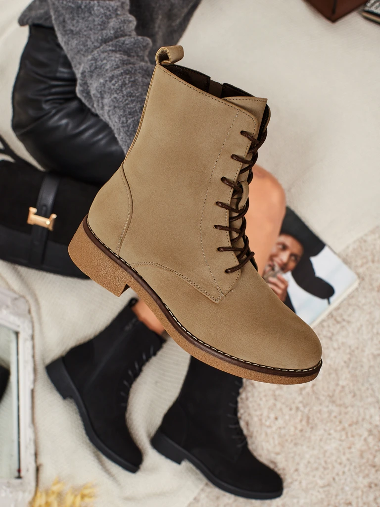 Matte Faux Leather Lace-up Women's Ankle Boots Treviline