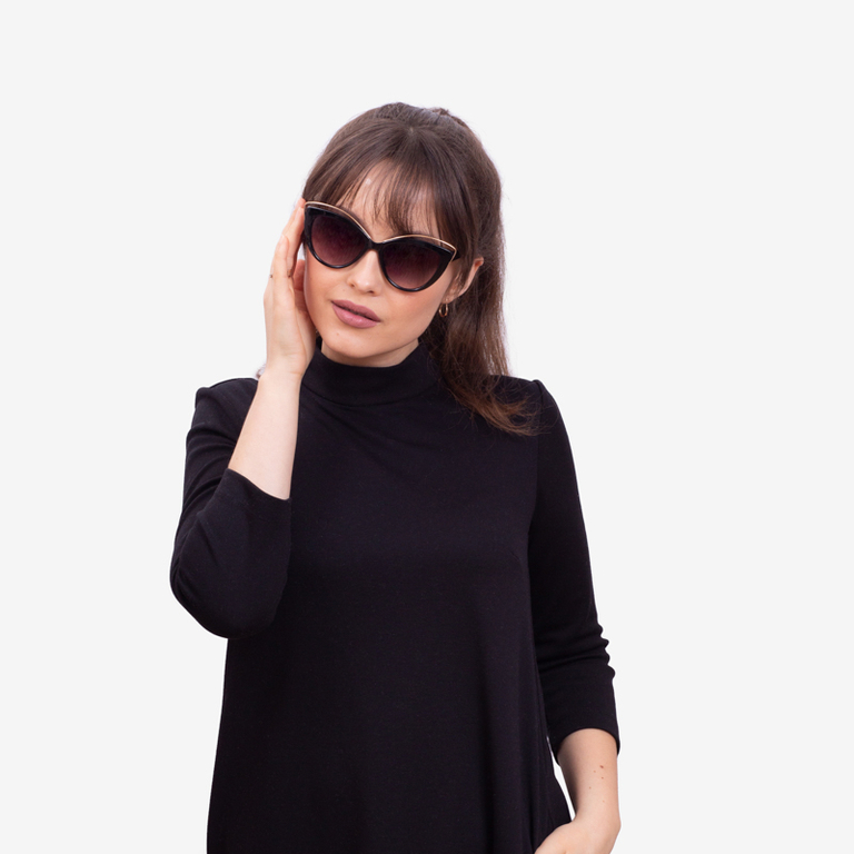 Black ladies sunglasses with metal trim - Accessories