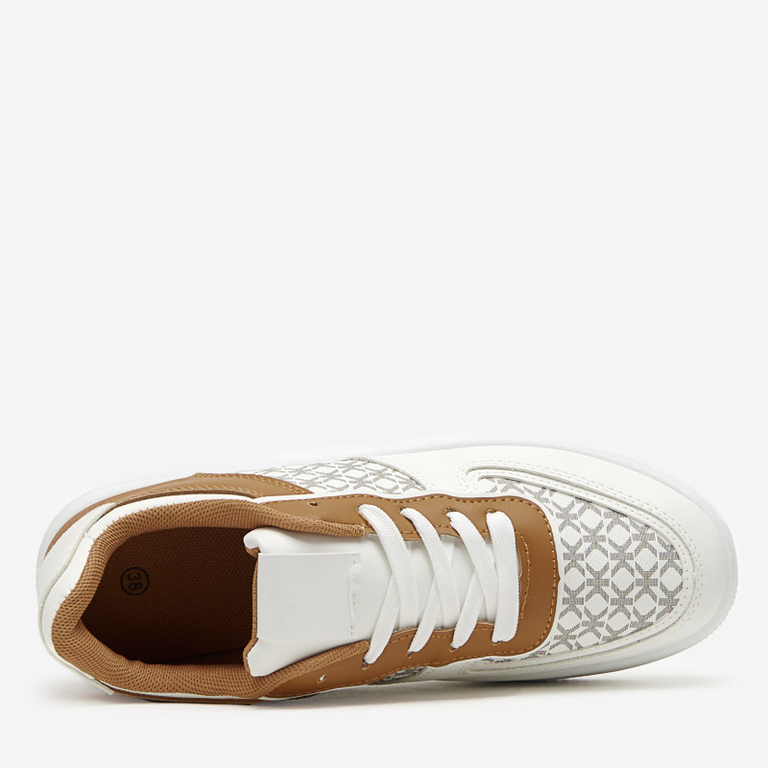 Women's white sports shoes with Glou print - Footwear