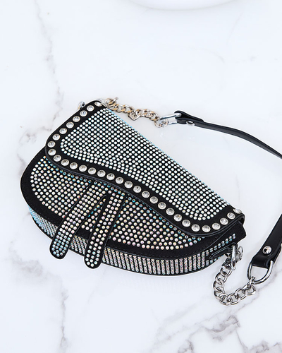 Royalfashion Black women's handbag with pearl zircons