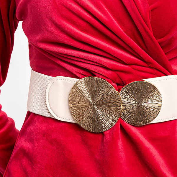 Ladies 'beige elastic belt with a buckle - Accessories