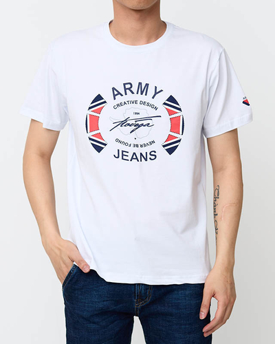 Men's white printed t-shirt - Clothing
