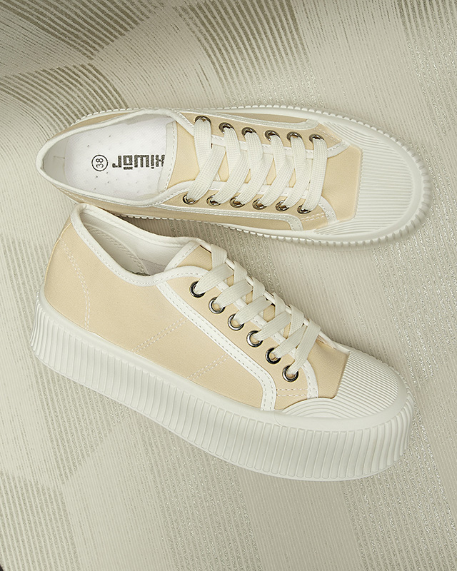 Beige women's sneakers on a solid sole Ozerika - Footwear