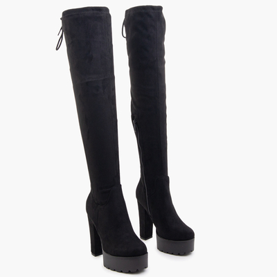 Black over-the-knee boots with high heel Numi - Footwear