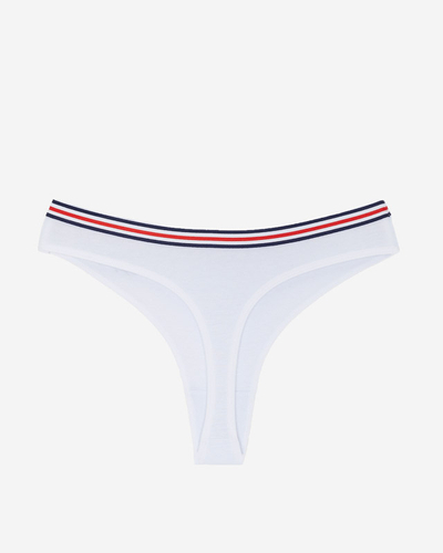 Women's white thong with a print - Underwear
