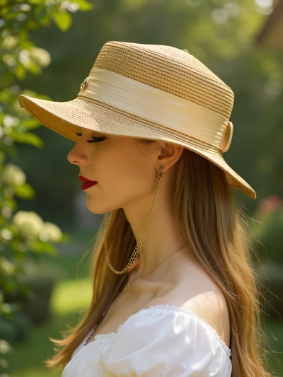 Royalfashion Women's Straw Hat Grace Ribbon