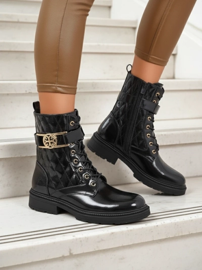 Quilted women's ankle boots made of ecological patent leather Opal Verge