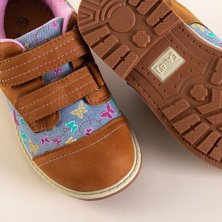 Коричневые детские кроссовки с голубыми вставками Florisa