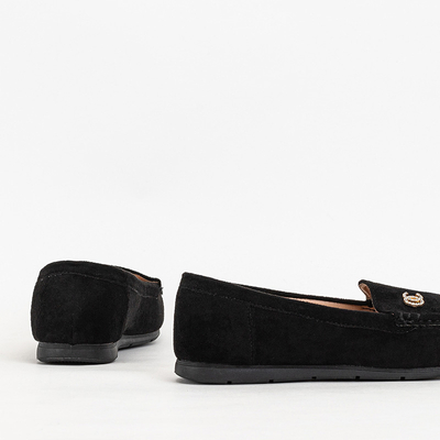 Black women's moccasins with an addition in zircons Endirmo - Footwear