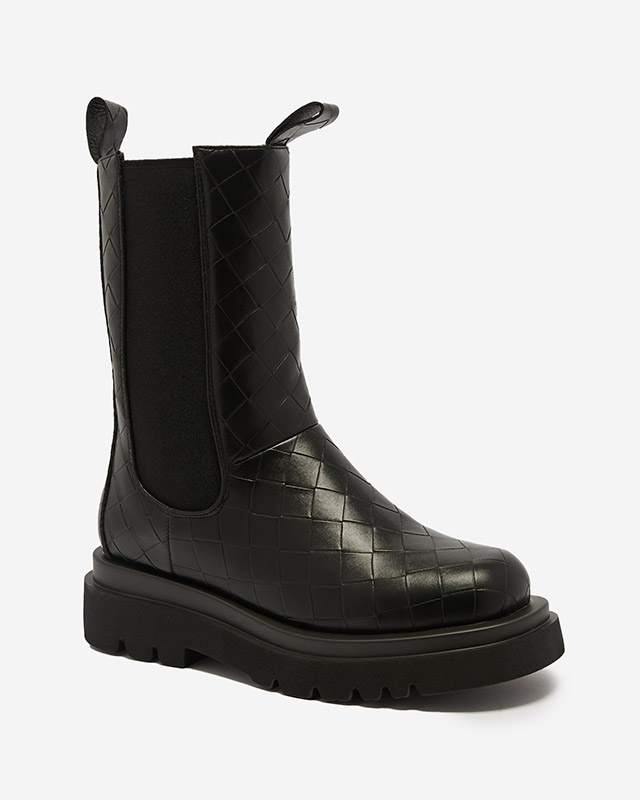 Черные женские сапоги с тиснением Ahetto- Footwear