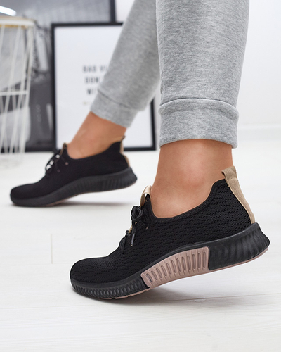 Black women's sports shoes with brown inserts Keteti - Footwear