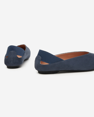 Navy blue women's ballerinas with a square toe Lojara - Footwear