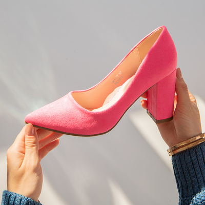 Neon pink pumps for women with a higher heel Madelina - Footwear
