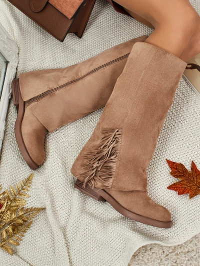 Dámské kozačky eko semišové s vrchním dílem Ismara