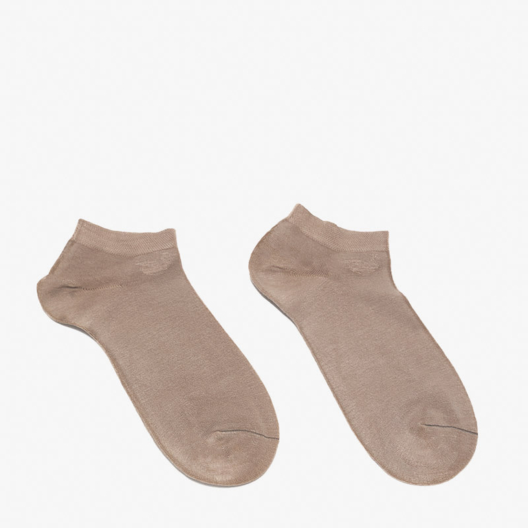Brown bamboo women's ankle socks with embroidery - Underwear