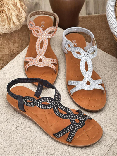 Ava Shine Women's Sandals with Decorative Straps
