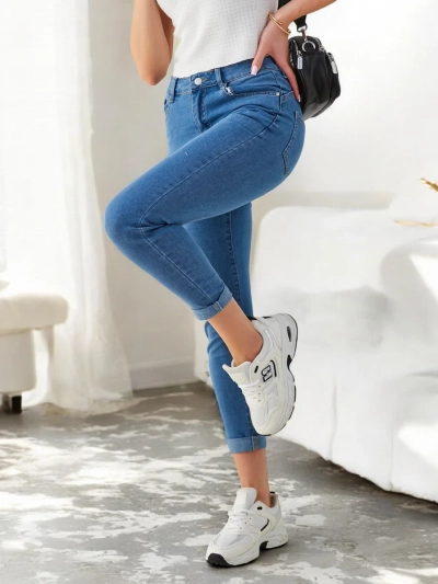 Royalfashion sieviešu kokvilnas šaurās džinsas