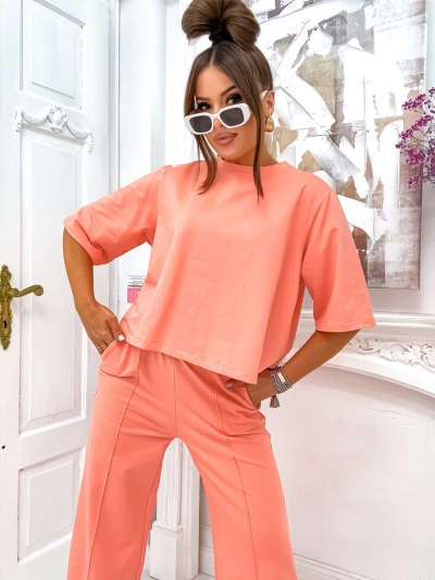 Royalfashion Sieviešu kokvilnas komplekts ar platām biksēm