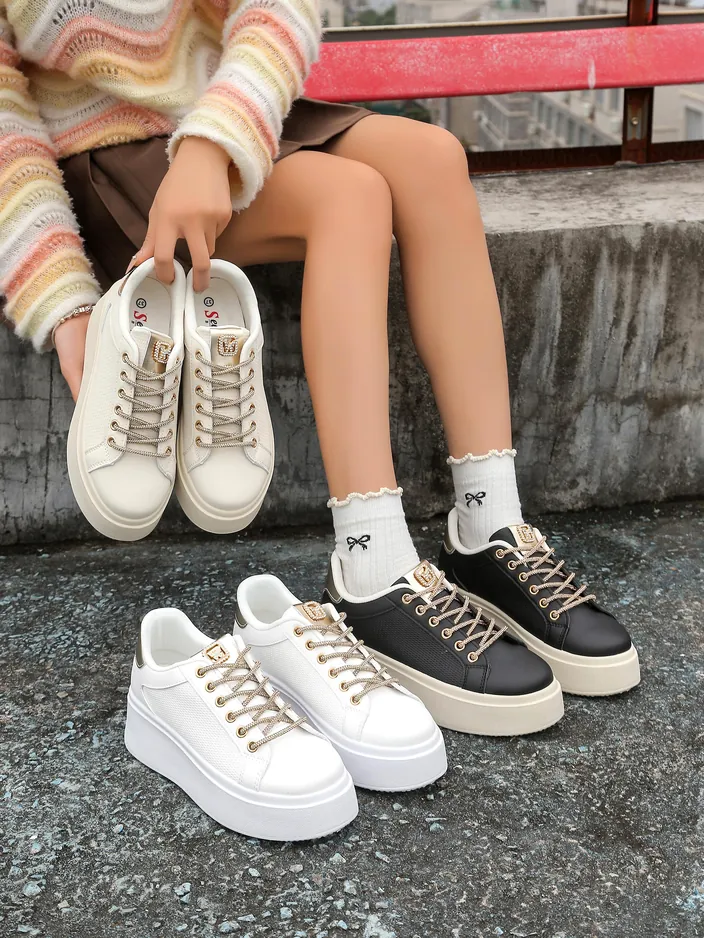 Royalfashion Women's sporty sneakers with decorative laces Eone
