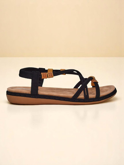 Royalfashion Evita Nero women's sandals, ecological leather, slip-on