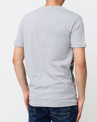 Light gray men's T-shirt with print - Clothing