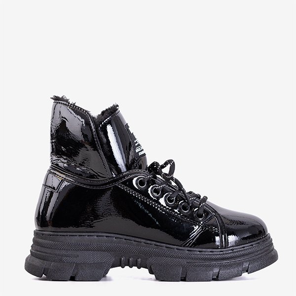 Black lacquered women's boots from Rostorie - Footwear