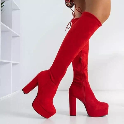 OUTLET Red high-heeled boots from Fagida - Shoes