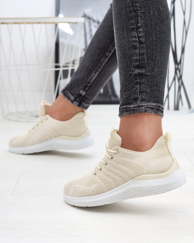 Cream women's fabric sports shoes Bofia - Footwear